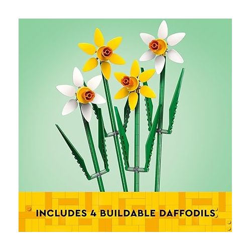  LEGO Daffodils Celebration Gift, Yellow and White Daffodils, Spring Flower Room Decor, Great Gift for Flower Lovers, 40747