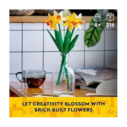  LEGO Daffodils Celebration Gift, Yellow and White Daffodils, Spring Flower Room Decor, Great Gift for Flower Lovers, 40747