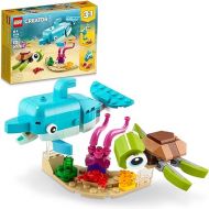 LEGO Creator 3 in 1 Dolphin and Turtle Toys for Kids, Transforms to Seahorse and Sea Snail or to Swimming Fish and Crab, Toy Sea Animal Figures Building Set for Kids 6 Plus Years Old, 31128