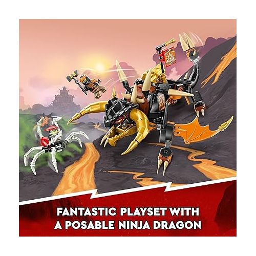  LEGO NINJAGO Cole’s Earth Dragon EVO 71782, Upgradable Action Toy Figure for Boys and Girls with Battle Scorpion Creature and 2 Minifigures, 2023 Playset