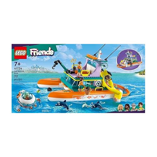  LEGO Friends Sea Rescue Boat 41734 Building Toy Set for Boys & Girls Ages 7+ Who Love The Sea, includes 4 Mini-Dolls, a Submarine, Baby Dolphin and Toy Accessories for Ocean Life Role Play
