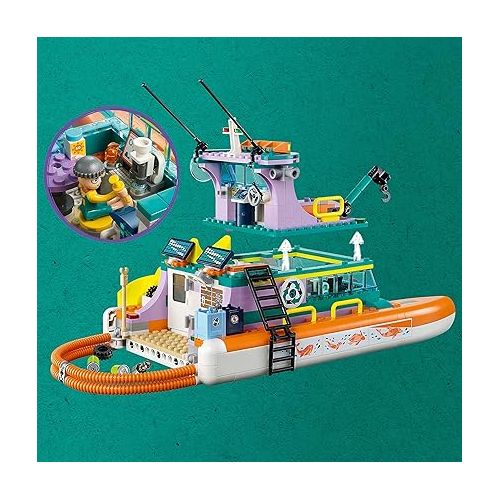  LEGO Friends Sea Rescue Boat 41734 Building Toy Set for Boys & Girls Ages 7+ Who Love The Sea, Includes 4 Mini-Dolls, a Submarine, Baby Dolphin and Toy Accessories for Ocean Life Role Play