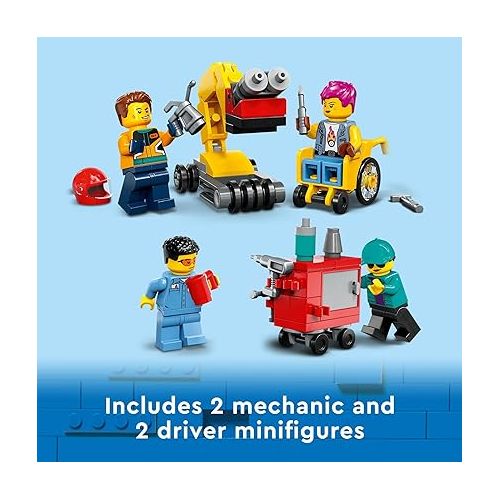  LEGO City Custom Car Garage, Toy Garage Building Set with 2 Customizable Cars, Pretend Play Mechanic Toy with 4 Mini Figures, Birthday Gift Idea for Boys, Girls, Kids Who Love Cars Age 6+, 60389