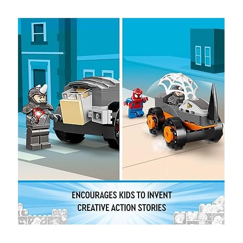  LEGO Marvel Hulk vs. Rhino Monster Truck Showdown, Toy for Kids, Boys & Girls Ages 4 and Up with Spider-Man Minifigure, Inspired by The Spidey and His Amazing Friends Series, 10782