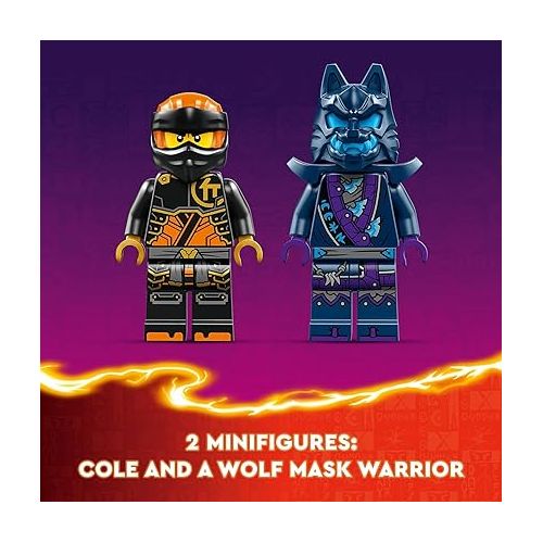  LEGO NINJAGO Cole’s Elemental Earth Mech Mini Ninja Toy, Customizable Action Figure Adventure Toy with Cole and Wolf Warrior Minifigures, Ninja Gift for Boys, Girls and Kids Ages 7 and Up, 71806