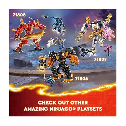  LEGO NINJAGO Cole’s Elemental Earth Mech Mini Ninja Toy, Customizable Action Figure Adventure Toy with Cole and Wolf Warrior Minifigures, Ninja Gift for Boys, Girls and Kids Ages 7 and Up, 71806