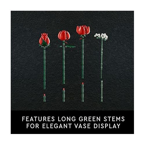  LEGO Icons Bouquet of Roses, Artificial Flowers for Home Decor, Gift for Her or Him for Anniversary or Any Special Day, Relax with a Unique Build and Display Model from the Botanical Collection, 10328