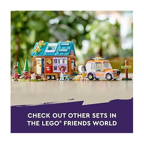  LEGO Friends Mobile Tiny House 41735, Forest Camping Dollhouse Pretend Play Set with Toy Car to Enjoy The Great Outdoors, includes Leo & Liann Friendship Mini-Dolls, Gift Idea for Kids 7 Plus