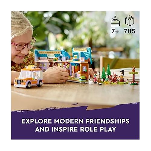  LEGO Friends Mobile Tiny House 41735, Forest Camping Dollhouse Pretend Play Set with Toy Car to Enjoy The Great Outdoors, includes Leo & Liann Friendship Mini-Dolls, Gift Idea for Kids 7 Plus