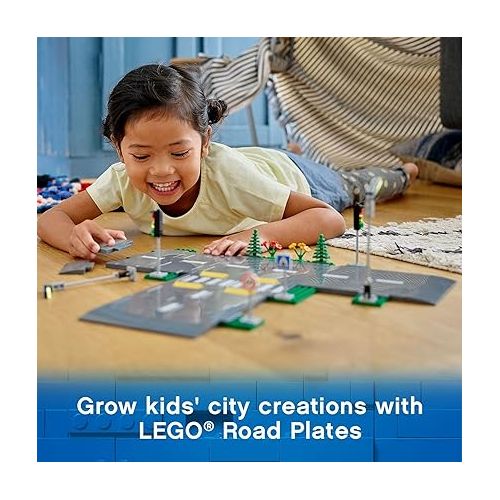  LEGO City Road Plates 60304 - Building Toy Set, Featuring Traffic Lights, Trees, Glow in The Dark Bricks, Combine City Series Sets, Great Gift for Kids, Boys, and Girls Ages 5+