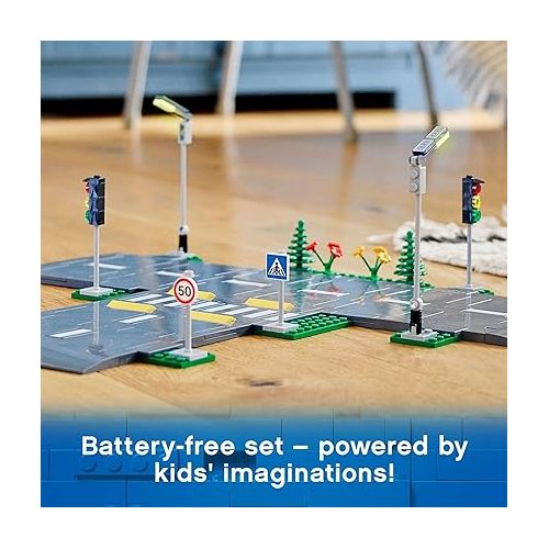  LEGO City Road Plates 60304 - Building Toy Set, Featuring Traffic Lights, Trees, Glow in The Dark Bricks, Combine City Series Sets, Great Gift for Kids, Boys, and Girls Ages 5+