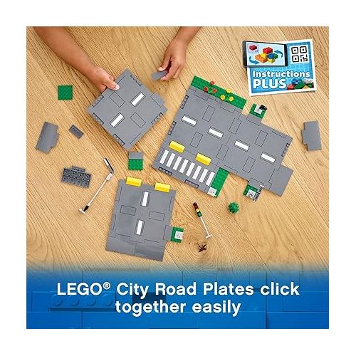  LEGO City Road Plates 60304 - Building Toy Set, Featuring Traffic Lights, Trees, Glow in The Dark Bricks, Combine City Series Sets, Great Gift for Kids, Boys, and Girls Ages 5+