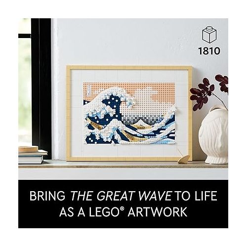  LEGO Art Hokusai - The Great Wave 31208, 3D Japanese Wall Art Craft Kit, Framed Ocean Canvas, Creative Activity Hobbies for Adults, DIY Home, Office Decor