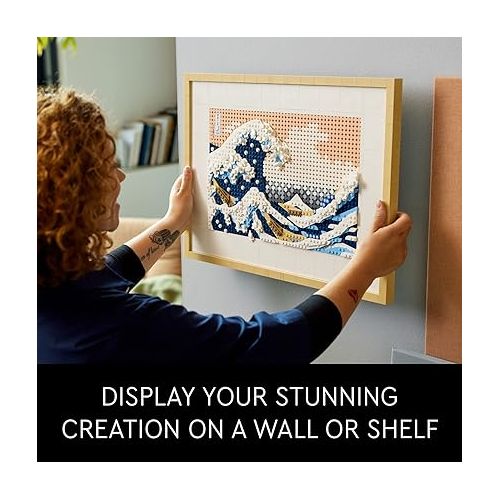  LEGO Art Hokusai - The Great Wave 31208, 3D Japanese Wall Art Craft Kit, Framed Ocean Canvas, Creative Activity Hobbies for Adults, DIY Home, Office Decor