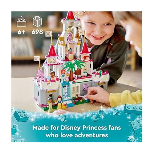  LEGO Disney Princess Ultimate Adventure Castle Building Toy 43205, Kids Can Build a Toy Disney Castle, Disney Gift Idea for Boys Girls with 5 Disney Princess Mini-Dolls, Ariel, Rapunzel and Snow White