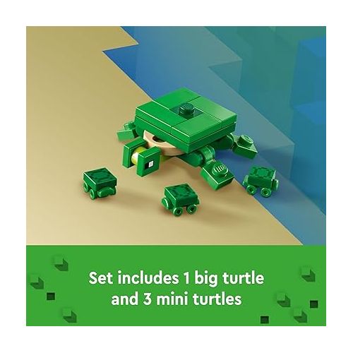  LEGO Minecraft The Turtle Beach House Construction Toy, Minecraft House Building Set with Turtle Figures, Accessories, and Characters from The Game, Gift for 8 Year Old Gamers, Boys and Girls, 21254