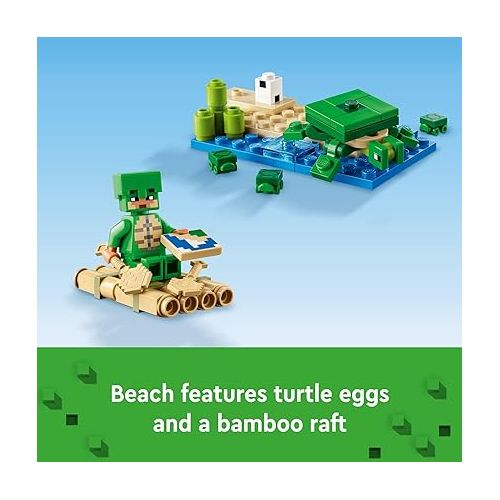  LEGO Minecraft The Turtle Beach House Construction Toy, Minecraft House Building Set with Turtle Figures, Accessories, and Characters from The Game, Gift for 8 Year Old Gamers, Boys and Girls, 21254