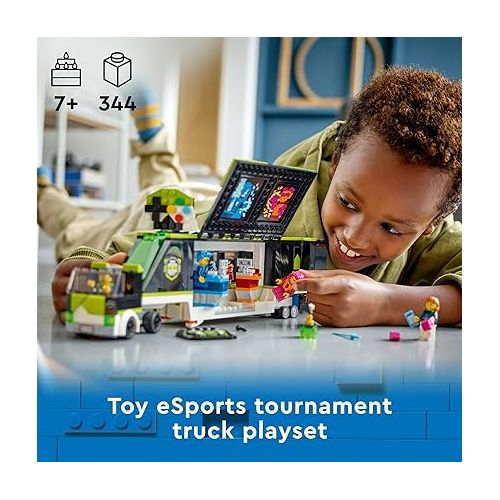  LEGO City Gaming Tournament Truck 60388, Gamer Gifts for Girls, Boys, and Kids, Esports Vehicle Toy Set for Video Game Fans, Featuring 3 Minifigures, Toy Computers and Stadium Screens, Ages 7+
