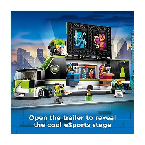  LEGO City Gaming Tournament Truck 60388, Gamer Gifts for Girls, Boys, and Kids, Esports Vehicle Toy Set for Video Game Fans, Featuring 3 Minifigures, Toy Computers and Stadium Screens, Ages 7+