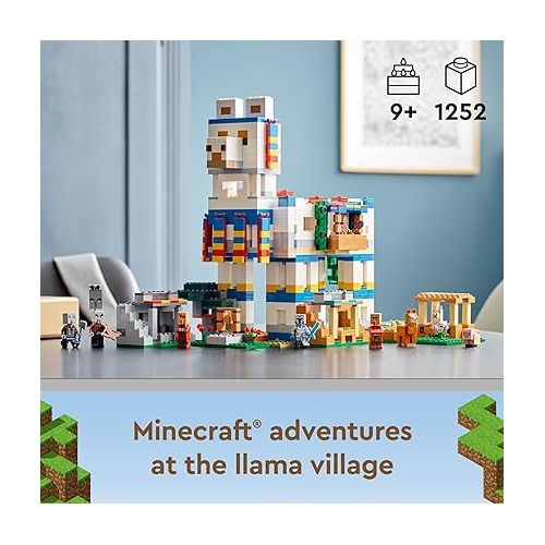  LEGO Minecraft The Llama Village Farm House Toy Building Set 21188, Minecraft Gift Idea for Kids, Boys, Girls Age 9+ Years Old, Create a Minecraft Village with 6 Customizable Buildings and Minifigures