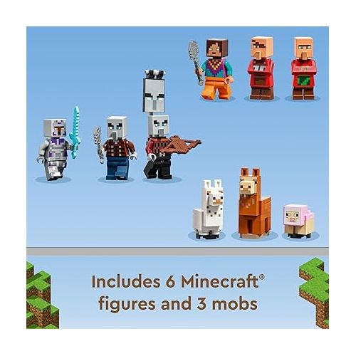  LEGO Minecraft The Llama Village Farm House Toy Building Set 21188, Minecraft Gift Idea for Kids, Boys, Girls Age 9+ Years Old, Create a Minecraft Village with 6 Customizable Buildings and Minifigures