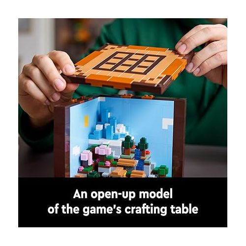  LEGO Minecraft The Crafting Table, Collectible Video Game Building Set with Minecraft Figures, Mobs and Biomes, 15 Year Anniversary Model, Build and Display Minecraft Gift for Adults, 21265