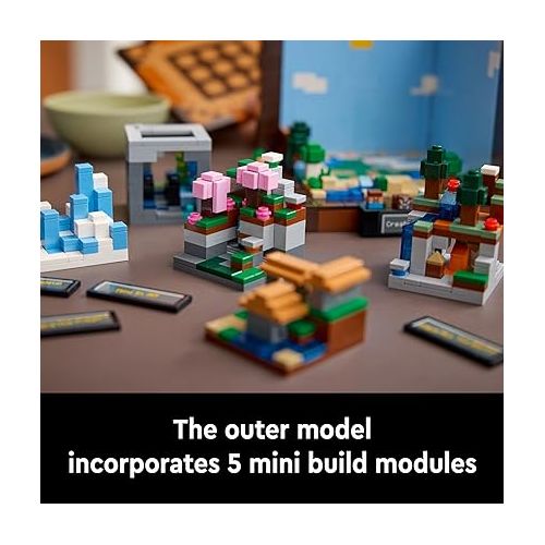  LEGO Minecraft The Crafting Table, Collectible Video Game Building Set with Minecraft Figures, Mobs and Biomes, 15 Year Anniversary Model, Build and Display Minecraft Gift for Adults, 21265