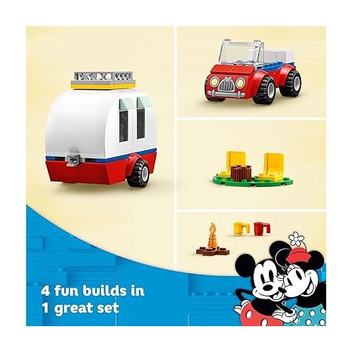  LEGO Disney Mickey Mouse and Minnie Mouse's Camping Trip 10777 Building Toy with Camper Van, Car & Pluto Figure, for Kids 4 Plus Years Old
