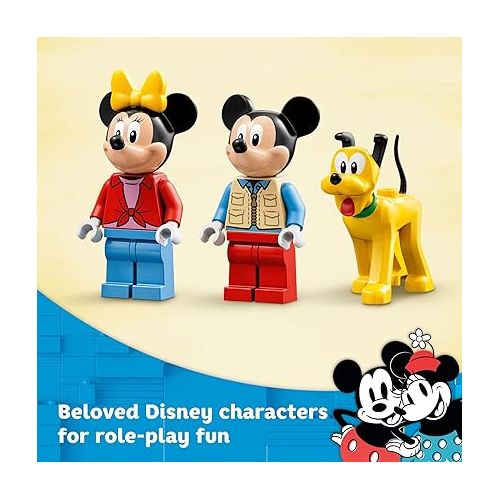  LEGO Disney Mickey Mouse and Minnie Mouse's Camping Trip 10777 Building Toy with Camper Van, Car & Pluto Figure, for Kids 4 Plus Years Old