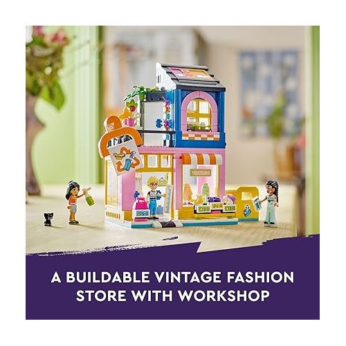  LEGO Friends Vintage Fashion Store, Social-Emotional Toy, Buildable Model, Role-Play Gift Idea for Kids Aged 6 Years Old and Up, Mini-Doll Characters and Cat Figure, Play Together Toy, 42614