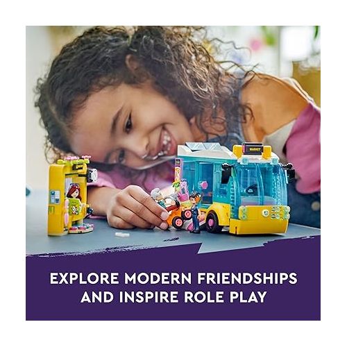  LEGO Friends Heartlake City Bus 41759 Creative Building Toy for Ages 7+, Includes a Buildable Bus, Mobility Scooter and 3 Mini Dolls, A Fun Birthday Gift for Kids Who Love Role Play