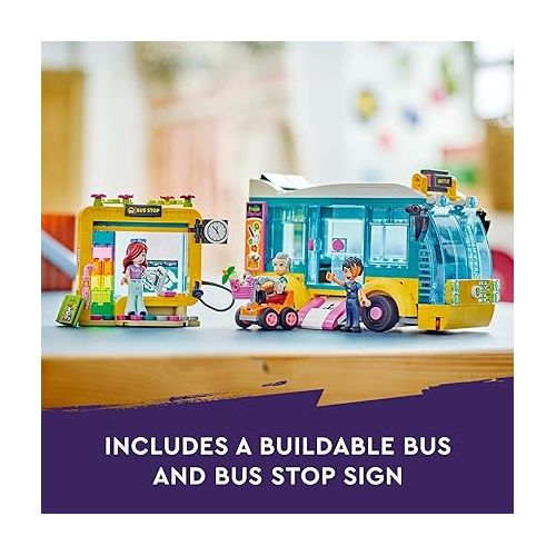  LEGO Friends Heartlake City Bus 41759 Creative Building Toy for Ages 7+, Includes a Buildable Bus, Mobility Scooter and 3 Mini Dolls, A Fun Birthday Gift for Kids Who Love Role Play