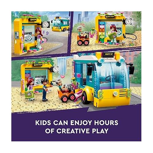  LEGO Friends Heartlake City Bus 41759 Creative Building Toy for Ages 7+, Includes a Buildable Bus, Mobility Scooter and 3 Mini Dolls, A Fun Birthday Gift for Kids Who Love Role Play