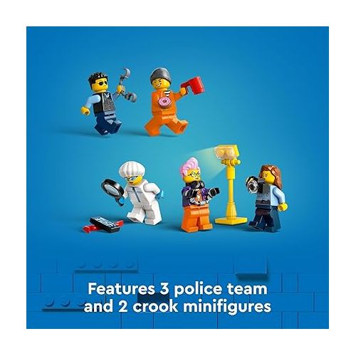  LEGO City Police Mobile Crime Lab Truck Toy, Pretend Play Police Toy, Includes Quad Bike, 2 Officers, 1 Scientist and 2 Crook Minifigures, Police Truck Toy for Kids Ages 7 Plus, 60418