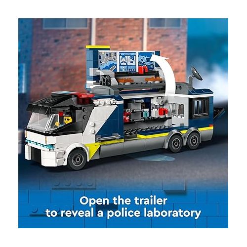  LEGO City Police Mobile Crime Lab Truck Toy, Pretend Play Police Toy, Includes Quad Bike, 2 Officers, 1 Scientist and 2 Crook Minifigures, Police Truck Toy for Kids Ages 7 Plus, 60418