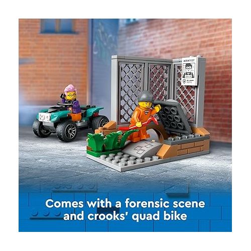  LEGO City Police Mobile Crime Lab Truck Toy, Pretend Play Police Toy, Includes Quad Bike, 2 Officers, 1 Scientist and 2 Crook Minifigures, Police Truck Toy for Kids Ages 7 Plus, 60418