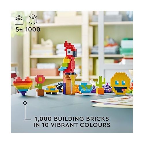  LEGO Classic Lots of Bricks Construction Toy Set 11030, Build a Smiley Emoji, Parrot, Flowers & More, Creative Gift for Kids, Boys, Girls Ages 5 Plus