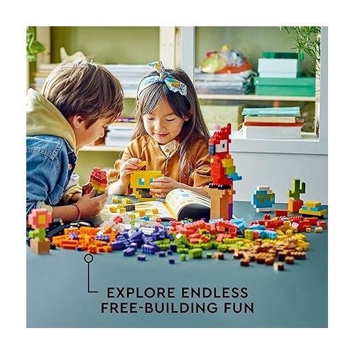  LEGO Classic Lots of Bricks Construction Toy Set 11030, Build a Smiley Emoji, Parrot, Flowers & More, Creative Gift for Kids, Boys, Girls Ages 5 Plus