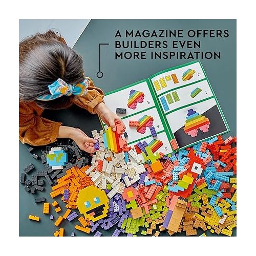  LEGO Classic Lots of Bricks Construction Toy Set 11030, Build a Smiley Emoji, Parrot, Flowers & More, Creative Gift for Kids, Boys, Girls Ages 5 Plus