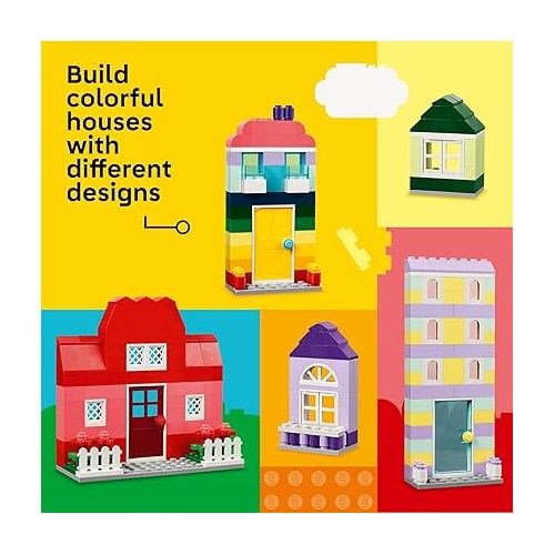  LEGO Classic Creative Houses Brick Building Set for Kids, Toy House Gift with Accessories and Doll Houses, Creative Toy for Young Builders, Boys and Girls Ages 4 and Up, 11035