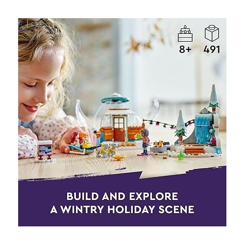  LEGO Friends Igloo Holiday Adventure 41760 Building Toy Set for Ages 8+, with 3 Dolls, 2 Dog Characters, A Winter Themed Gift for Kids 8-10 Who Love Snowy Adventures, Dog Sledding and Pretend Play