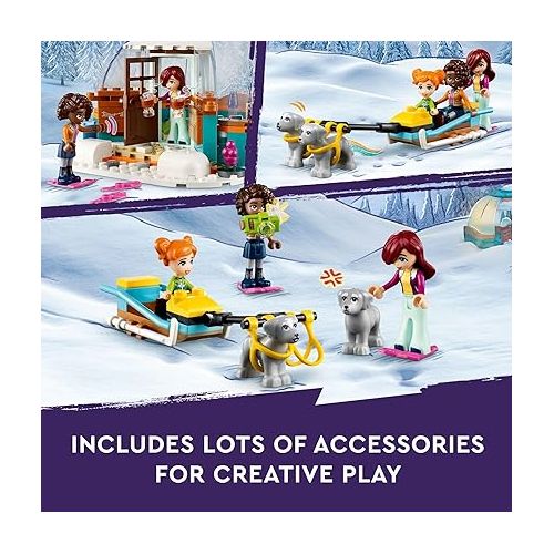  LEGO Friends Igloo Holiday Adventure 41760 Building Toy Set for Ages 8+, with 3 Dolls, 2 Dog Characters, A Winter Themed Gift for Kids 8-10 Who Love Snowy Adventures, Dog Sledding and Pretend Play