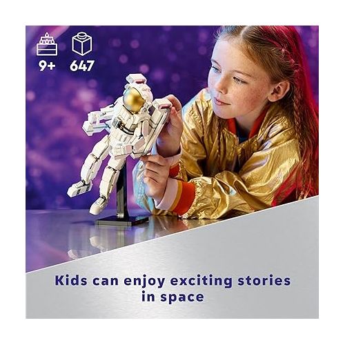  LEGO Creator 3 in 1 Space Astronaut Toy, Building Set Transforms from Astronaut Figure to Space Dog to Viper Jet, Space-Themed Gift Idea for Boys and Girls Ages 9 Years Old and Up, 31152