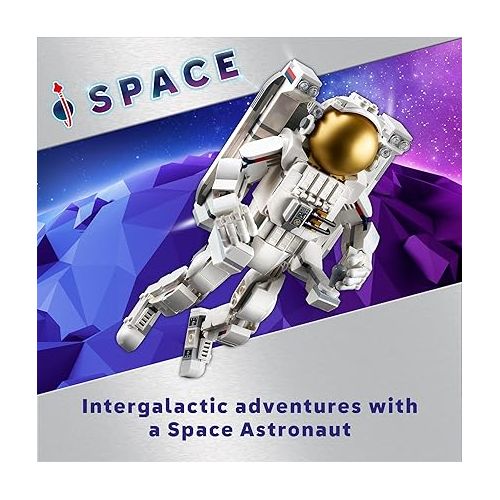  LEGO Creator 3 in 1 Space Astronaut Toy, Building Set Transforms from Astronaut Figure to Space Dog to Viper Jet, Space-Themed Gift Idea for Boys and Girls Ages 9 Years Old and Up, 31152