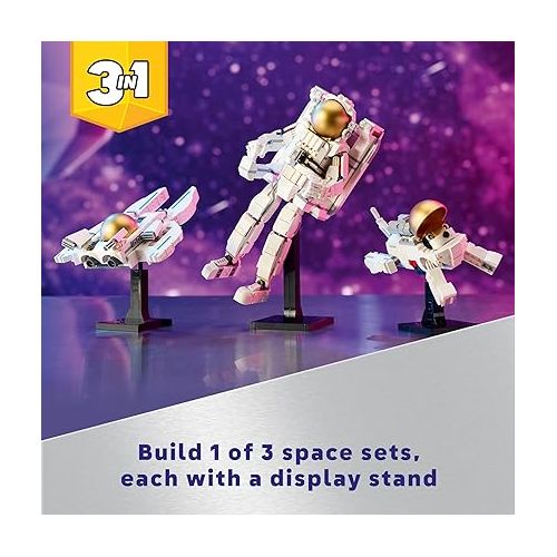  LEGO Creator 3 in 1 Space Astronaut Toy, Building Set Transforms from Astronaut Figure to Space Dog to Viper Jet, Space-Themed Gift Idea for Boys and Girls Ages 9 Years Old and Up, 31152