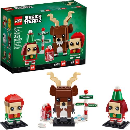  LEGO BrickHeadz Christmas Reindeer, Elf, and Elfie 40353 Holiday Building Kit (281 Pieces)