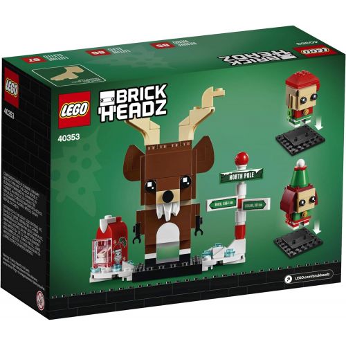  LEGO BrickHeadz Christmas Reindeer, Elf, and Elfie 40353 Holiday Building Kit (281 Pieces)