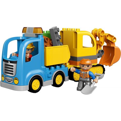  LEGO DUPLO Town Truck & Tracked Excavator 10812 Dump Truck and Excavator Kids Construction Toy with DUPLO Construction Worker Figures (26 pieces)