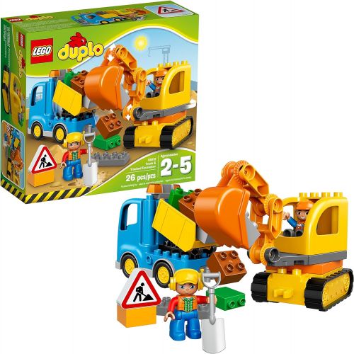  LEGO DUPLO Town Truck & Tracked Excavator 10812 Dump Truck and Excavator Kids Construction Toy with DUPLO Construction Worker Figures (26 pieces)