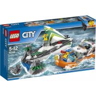 LEGO City 60168 Sailboat Rescue Building Toy With Boats That Really Float. Includes: Coast Guard Rescue Boat, Sailboat, Rock Island, 2 Minifigures, 1 Shark Minifigure. 195 Pieces.